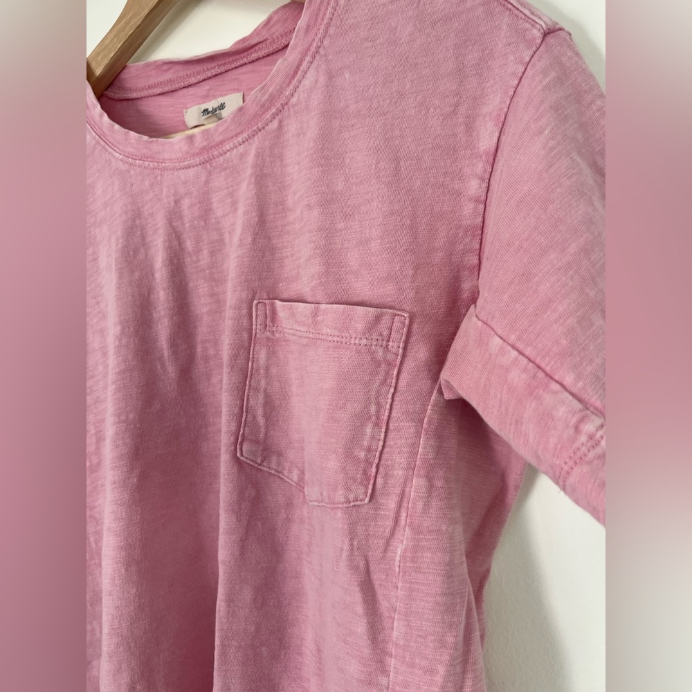 Madewell Garment-Dyed Pocket Tee, Pink, XS